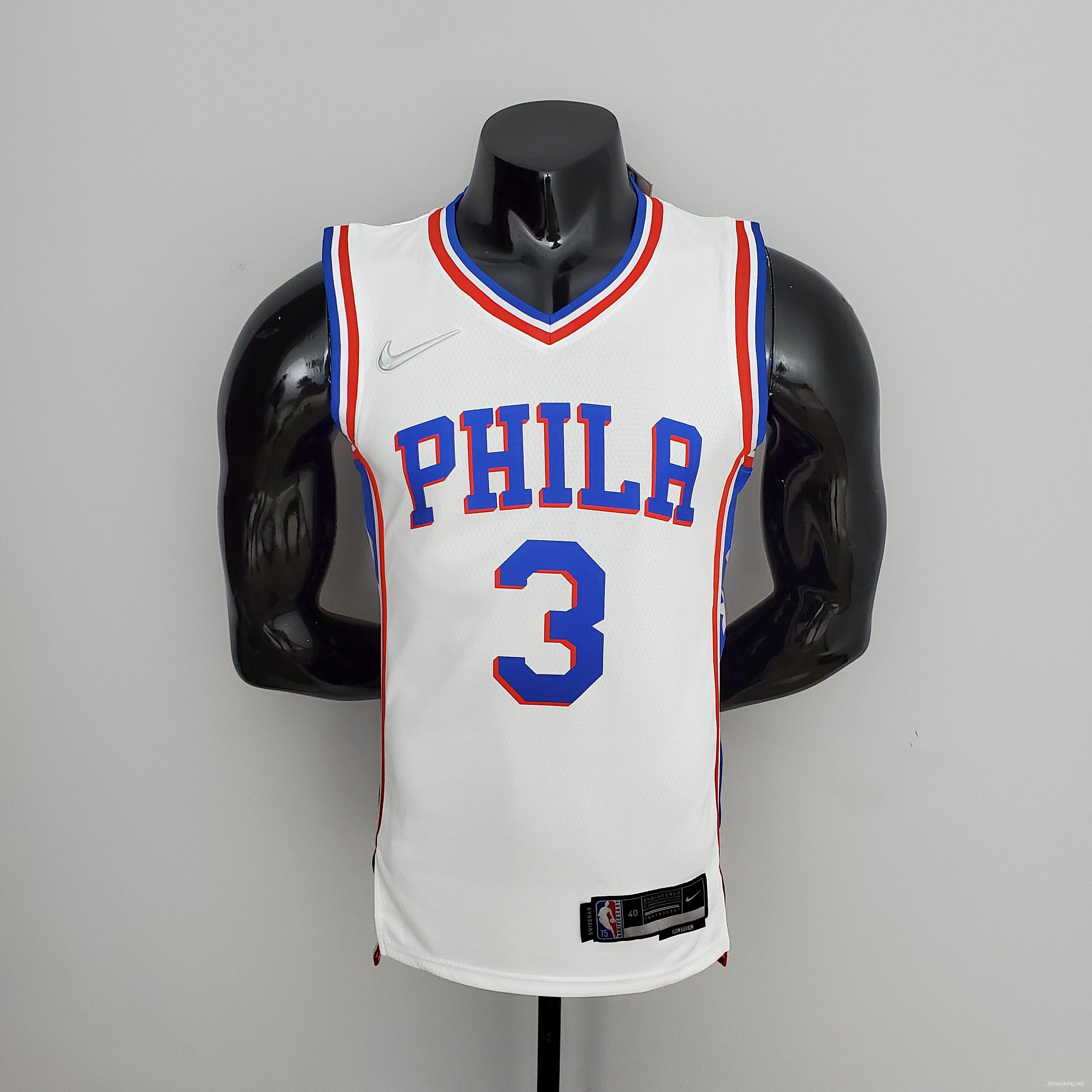 75th Anniversary Philadelphia 76ers IVERSON#3 White NBA Jersey