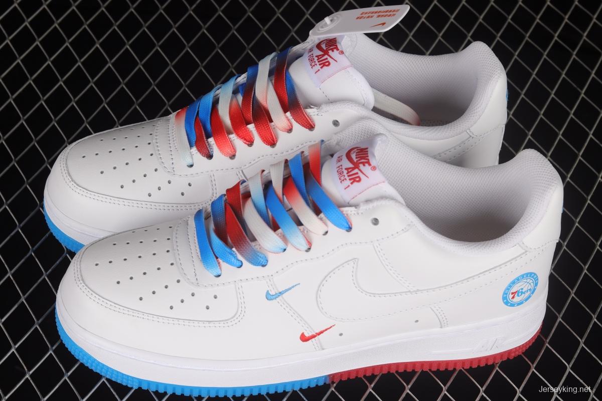 NIKE Air Force 1'07 Low Philadelphia 76ers white, blue and red low-top casual sneakers AI5958-300