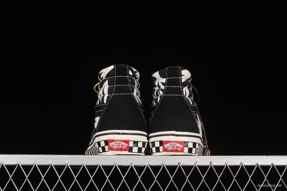 Vans Sk8-Hi Anaheim checkerboard black and white maple leaf print high-top casual shoes VN0A4VHE9Z9