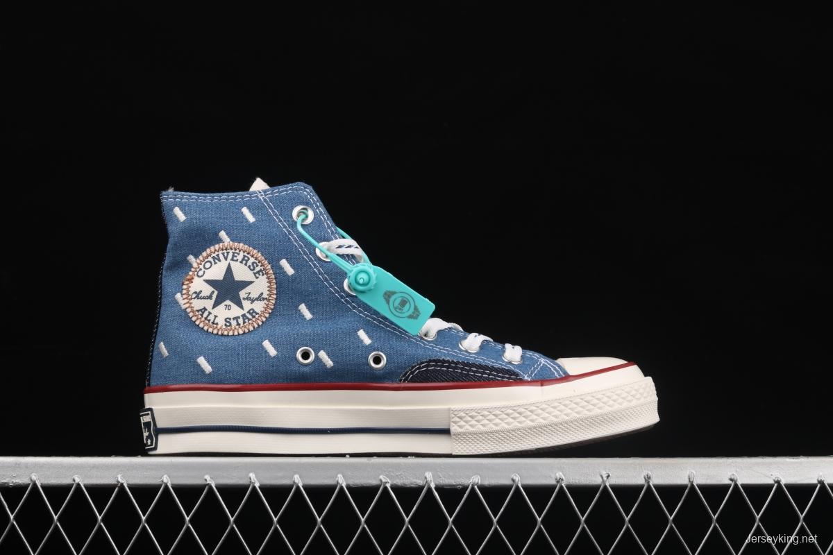 Converse Chuck 70s denim electric embroidered high-top casual board shoes 171064C