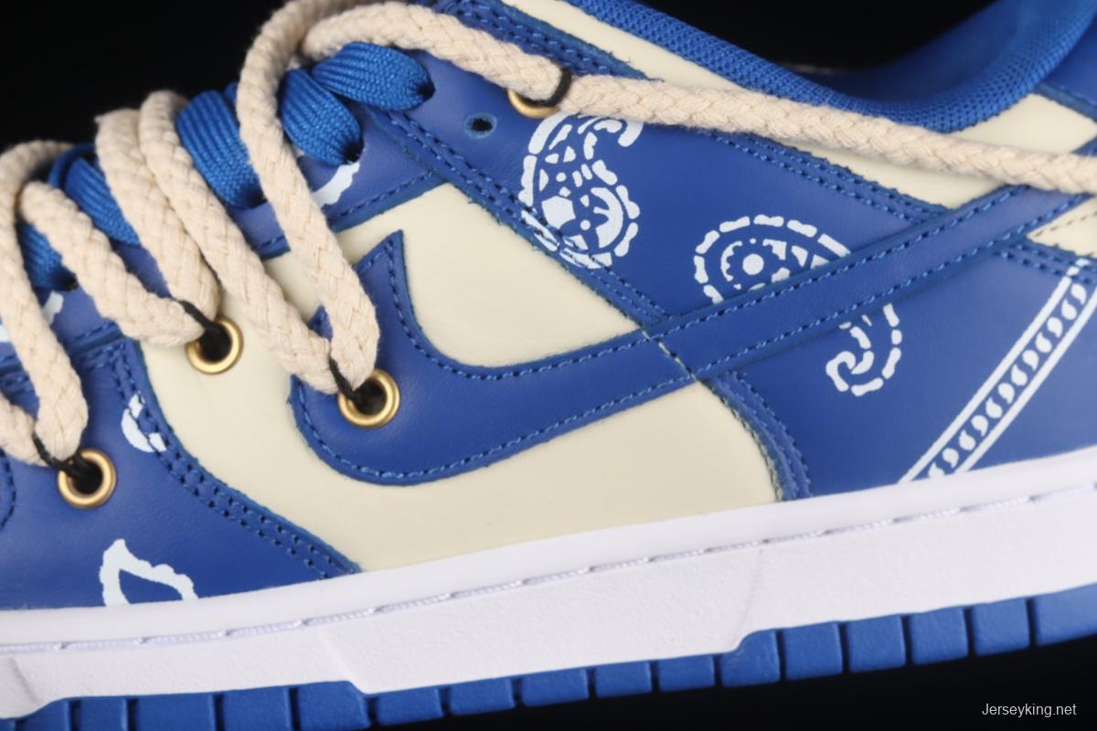 NIKE DUNK Low Retro beige lightning blue retro cashew flower deconstruction shoelace SB buckle shredded backboard fashion leisure board shoes DD1391-001