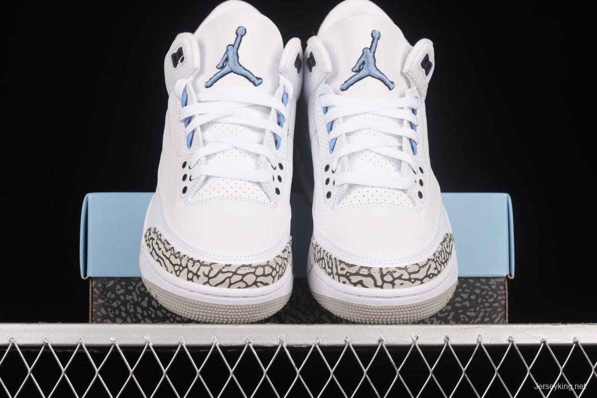 Air Jordan 3 UNC AJ3 Joe 3 North Carolina blue white burst blue crack in the basketball shoes CT8532-104