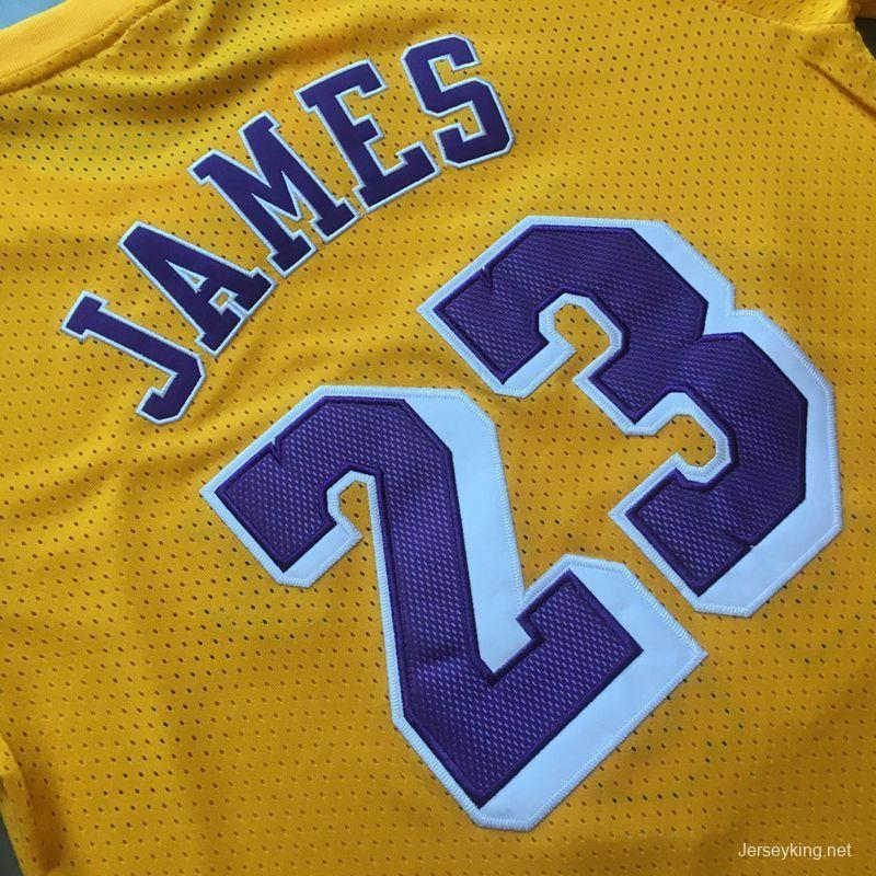 Men's LeBron James Yellow Retro Classic Team Short Sleeve Jersey