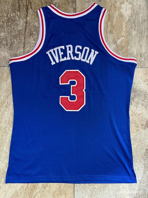 Men's Allen Iverson Blue Retro Classic Team Jersey