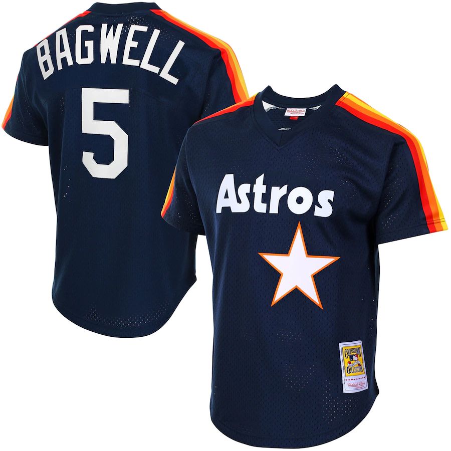 Men's Jeff Bagwell Navy Cooperstown Mesh Batting Practice Throwback Jersey