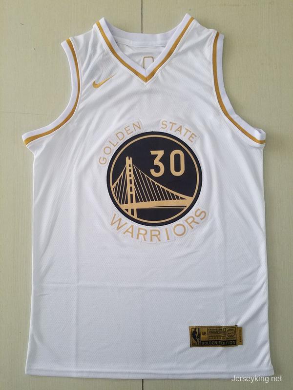 Stephen Curry 30 White Golden Edition Jersey