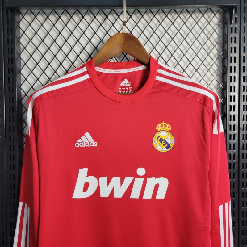 Retro Long Sleeve 11-12 Real Madrid Away Red Jersey