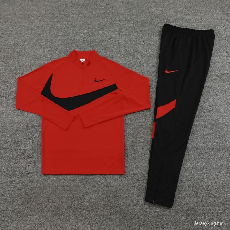 2024 Nike Red/Black Half Zipper Jacket+Pants