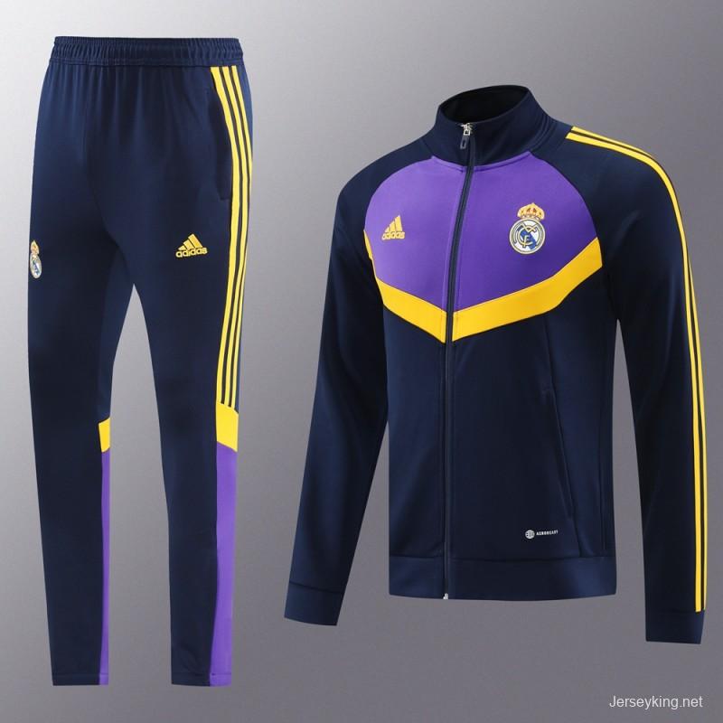 24/25 Real Madrid Black/Purple Full Zipper Jacket +Long Pants