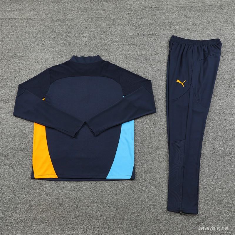 24/25 Olympique Marseille Navy Orange Zipper Jacket+Long Pants