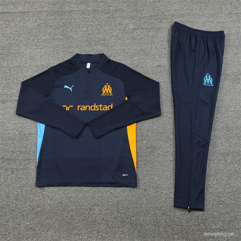 24/25 Olympique Marseille Navy Orange Zipper Jacket+Long Pants