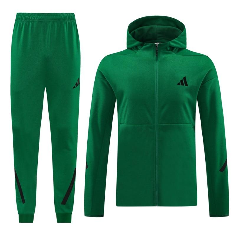 2024 Adidas Green Hoodie Full Zipper Jacket +Long Pants