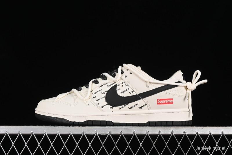 Nike SB Dunk Low Supreme Collaboration - Starry Night Black Engraving Anniversary High-End Custom Low-Top Casual Skate Shoes - JJ5688-108