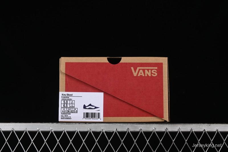 Vans Classics Knu Skool Full-Grain Leather Retro Sneakers with Chunky Silhouette - VN000CS0DRV