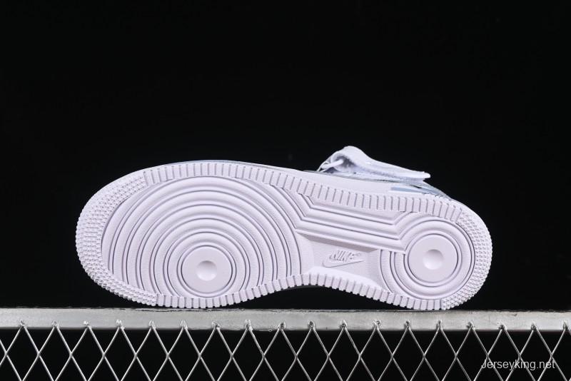 Nike Air Force 1 Mid Custom Hand-Painted Broken Three Hooks Shadow Spray-Painted Strap Mid-Top Casual Sneakers - CW2289-111