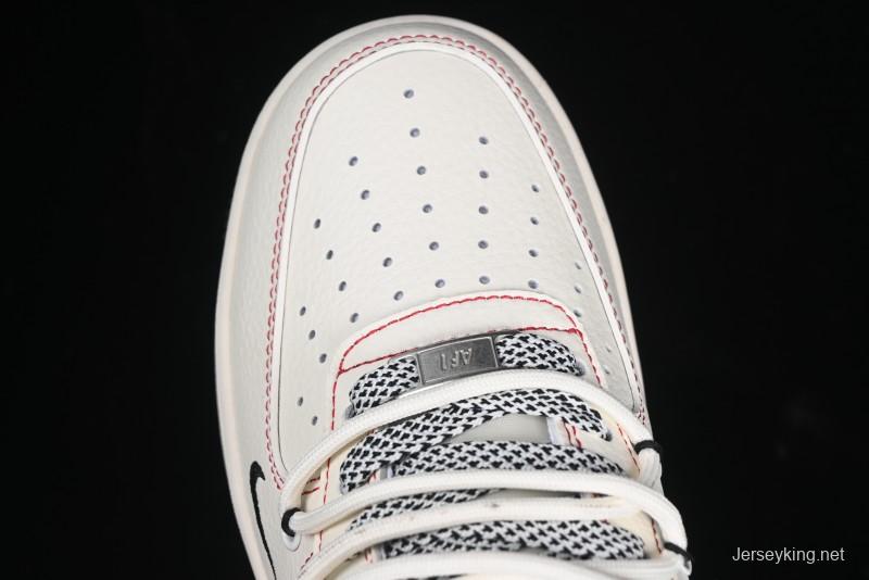 Nike Air Force 1 '07 Low Supreme Collaboration - Beige Red Lace-Up Low-Top Casual Sneakers SJ1198-104