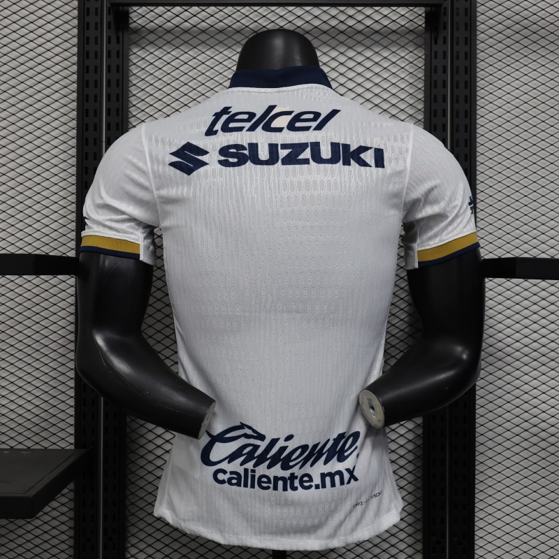 Player Version 25/26 Club America Away White with Navy and Gold Eagle Crest Jersey