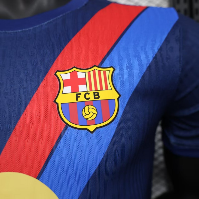 Player Version 25/26 Barcelona Blue with Red and Light Blue Diagonal Stripe Jersey