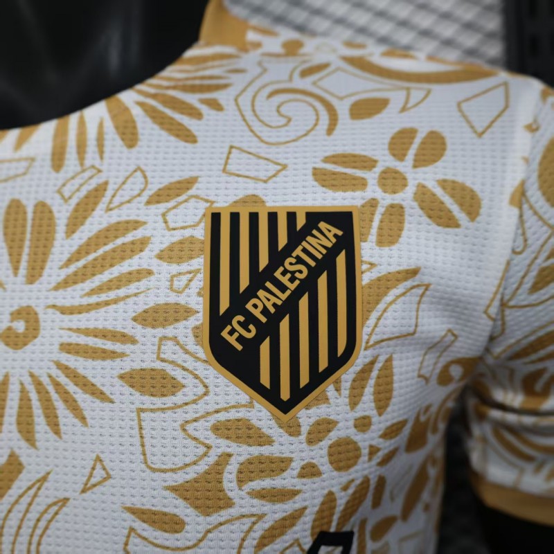 Player Version 25/26 FC Palestine White with Golden Floral Pattern Jersey