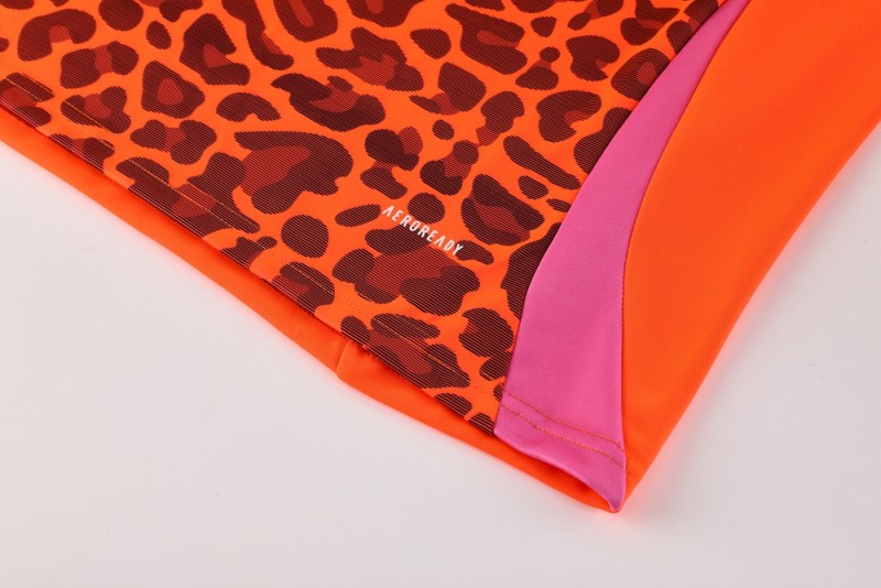 2025 Adidas Orange & Black with Leopard Print Pattern Half Zipper Jacket +Long Pants