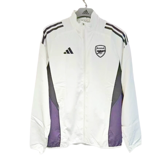 25/26 Arsenal White Full Zipper Windbreaker