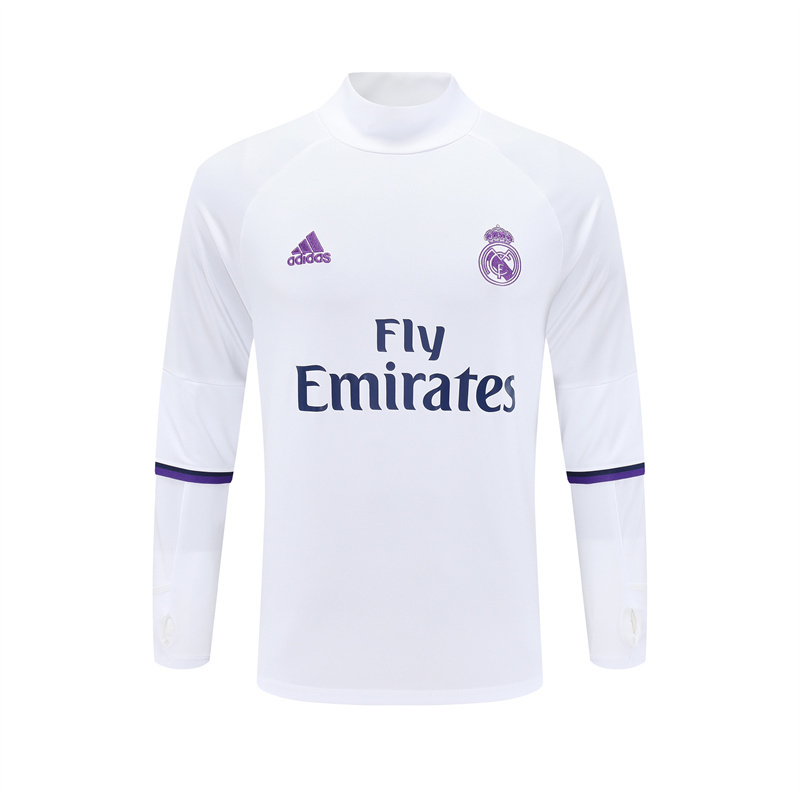 Retro 16/17 Real Madrid White Half Zipper Jacket