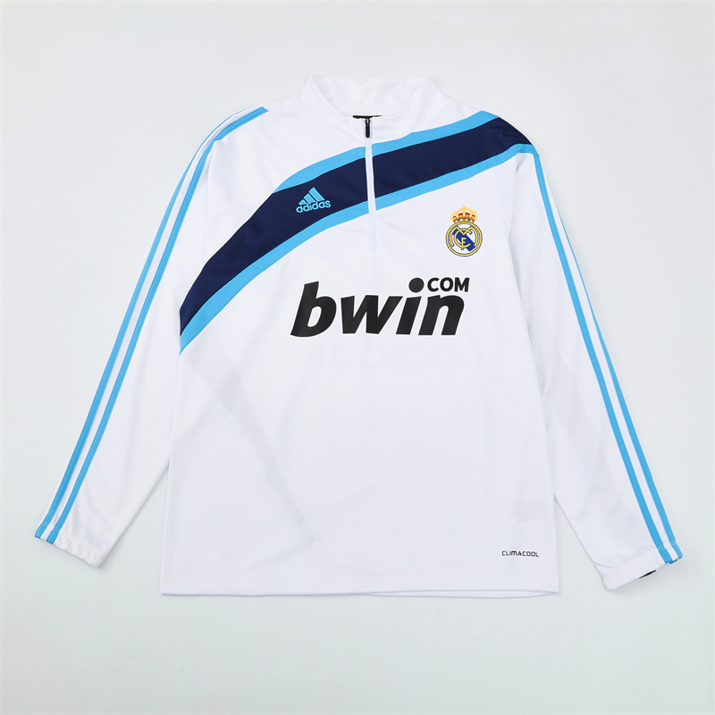 Retro 09/10 Real Madrid White Half Zipper Jacket