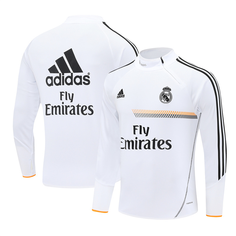 Retro 13/14 Real Madrid White Half Zipper Jacket