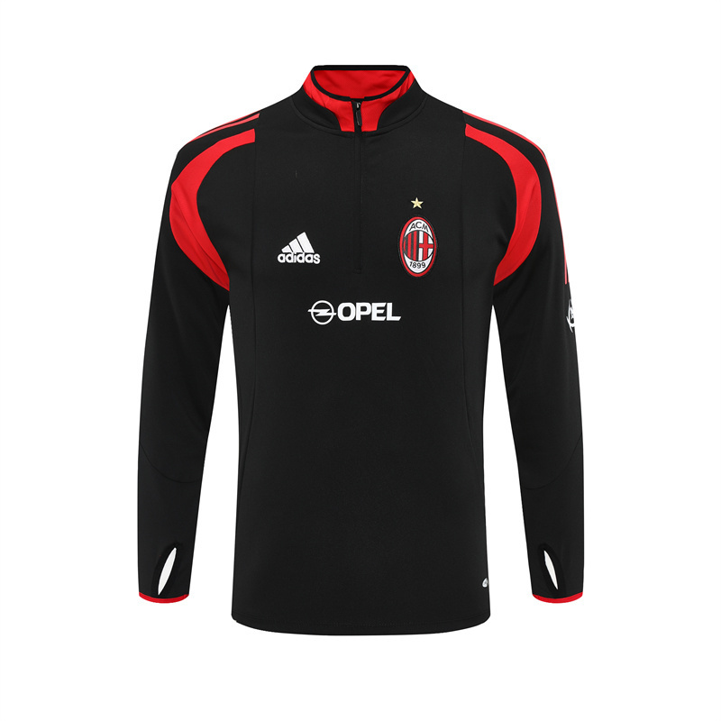 Retro 04/05 AC Milan Black Half Zipper Jacket+Long Pants