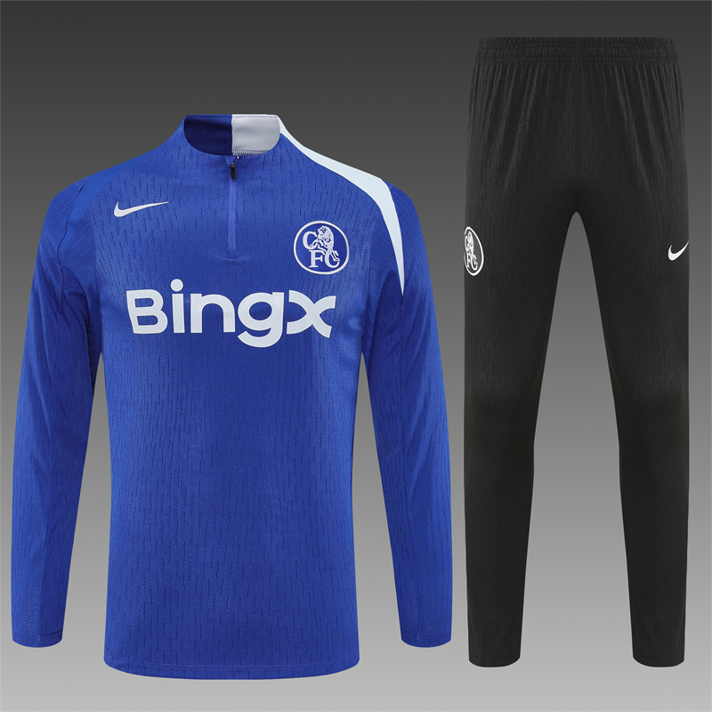 Player Version 25/26 Chelsea Color Blue T90 Half Zipper Jacket+Long Pants