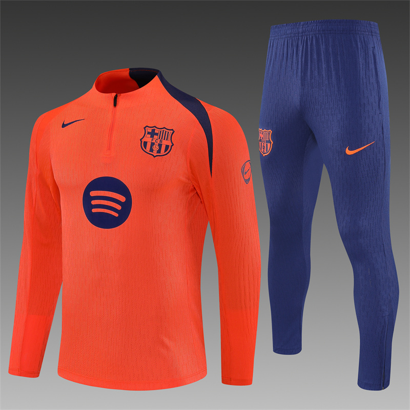 Player Version 25/26 Barcelona Orange T90 Half Zipper Jacket+Long Pants