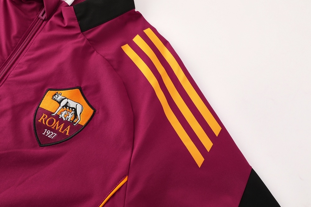 25/26 AS Roma Maroon S-3XL Half Zipper Jacket+Long Pants