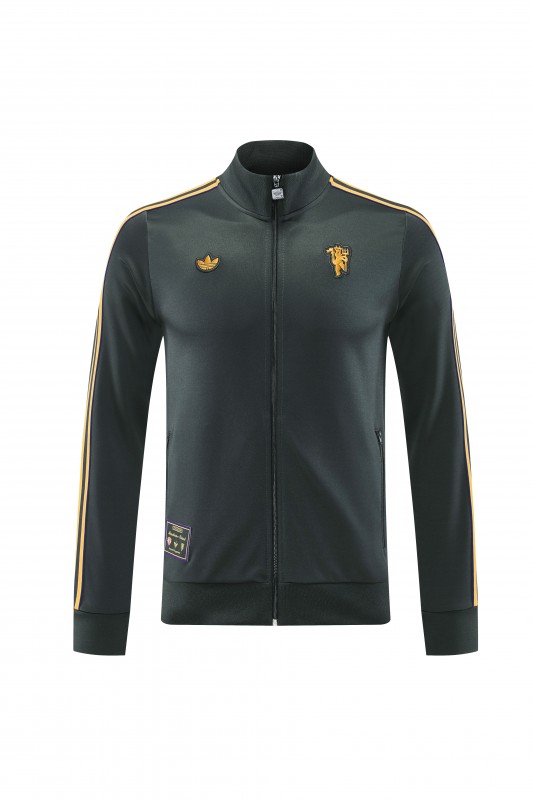 25/26 Manchester United 08 Dark Gray Half Zipper Jacket+Long Pants S-2XL