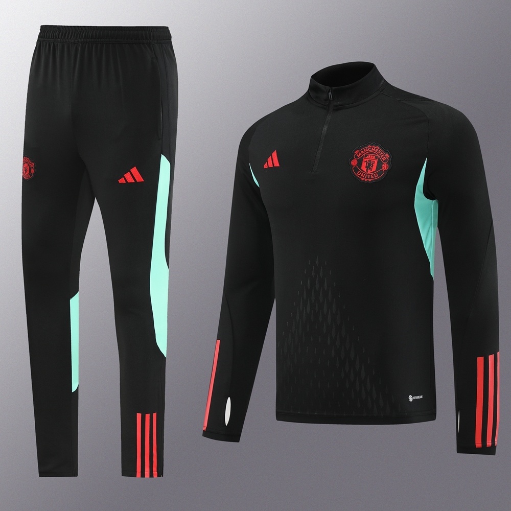 25/26 Manchester United Black Half Zipper Jacket+Long Pants