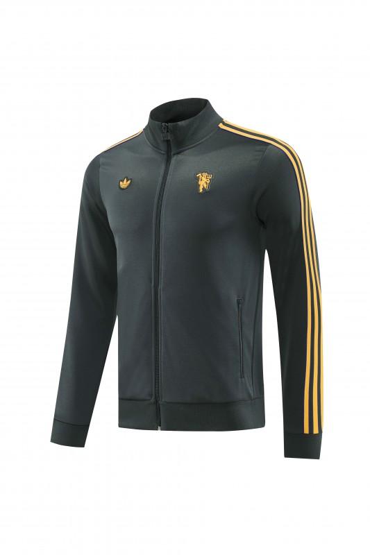 25/26 Manchester United 08 Dark Gray Half Zipper Jacket+Long Pants S-2XL