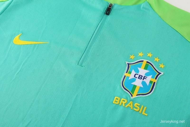 2025 Brazil Lake Green Half Zipper Jacket+Long Pants