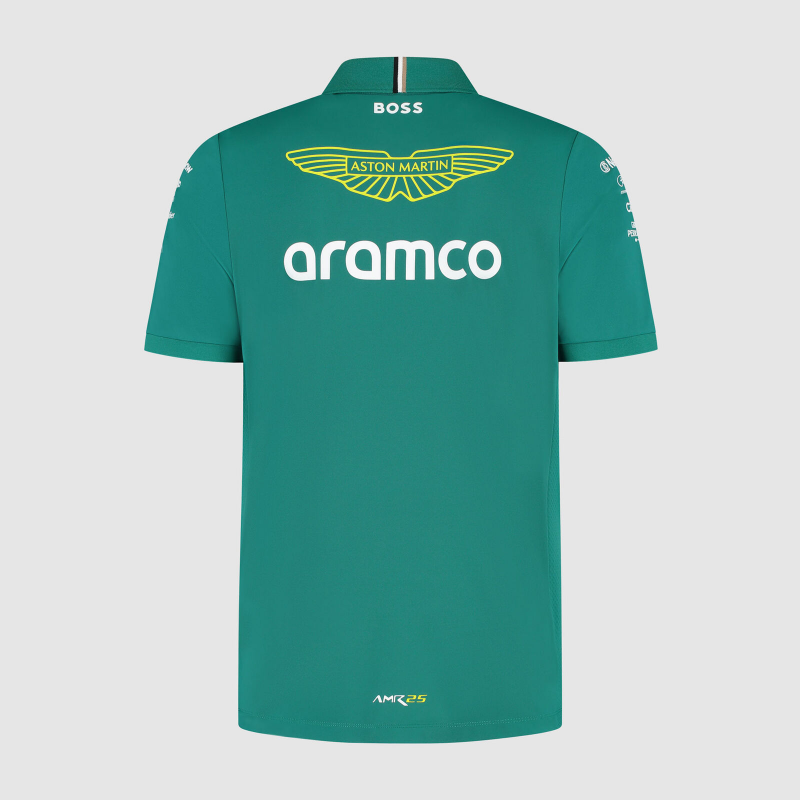 2025 F1 Aston Martin Aramco F1 Team Dark Green with Yellow Zipper Polo