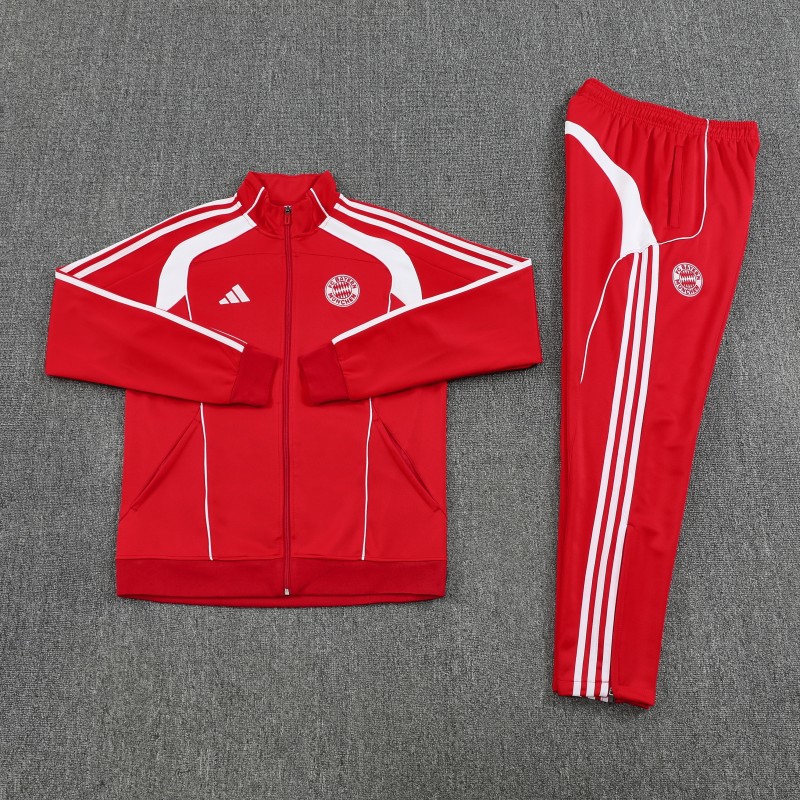 25/26 Bayern Munich Red Full Zipper Jacket+Long Pants