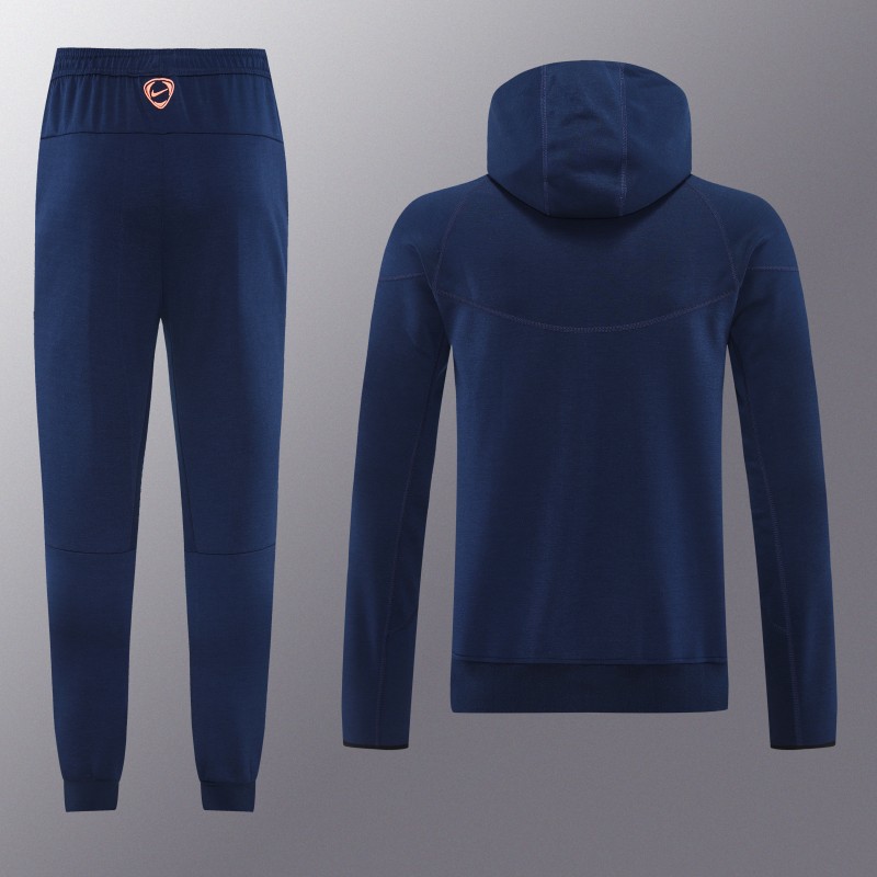 25/26 Barcelona 01 Royal Blue Hoodie Full Zipper Jacket+Long Pants