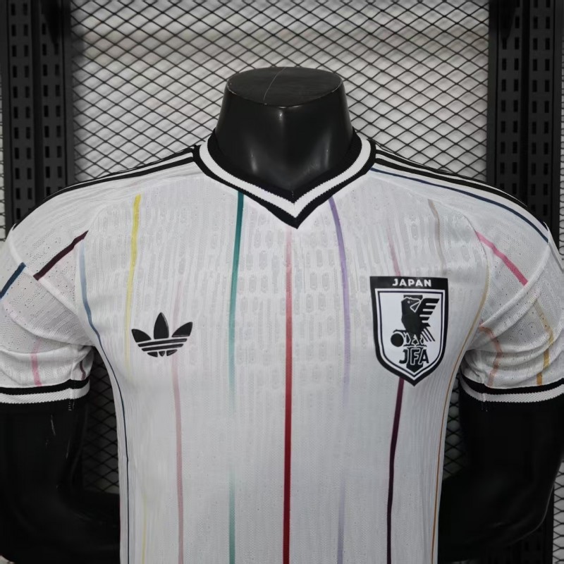 Player Version 2026 Japan Away White with Colorful Vertical Stripe Pattern Jersey
