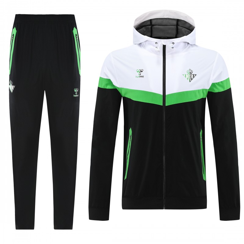 25/26 Real Betis White Black Green  Full zipper Jacket Tracksuit+ long pants