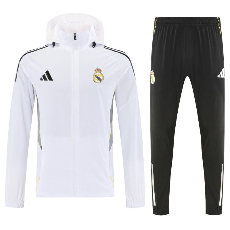 25/26 Real Madrid White Full zipper Jacket Tracksuit+ long pants