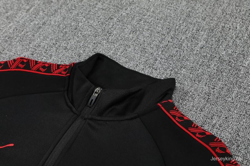 25/26 AC Milan Black Full Zipper Jacket Tracksuit + Long Pants