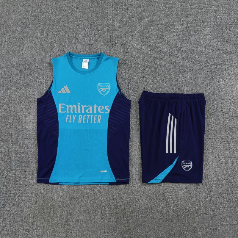 26/27 Arsenal Light Blue & Navy Blue Sleeveless Training Vest + Shorts
