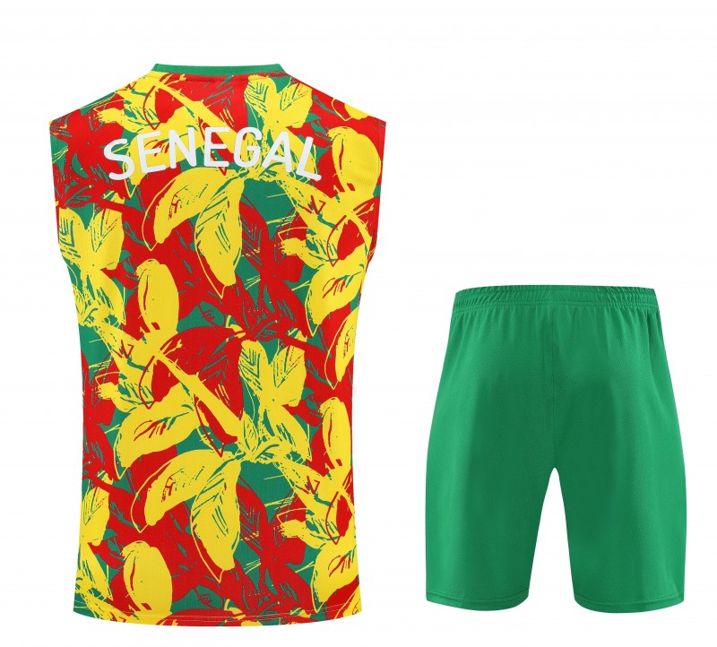 25/26 Senegal Green Tropical Floral Print Sleeveless Training Vest +Shorts Set