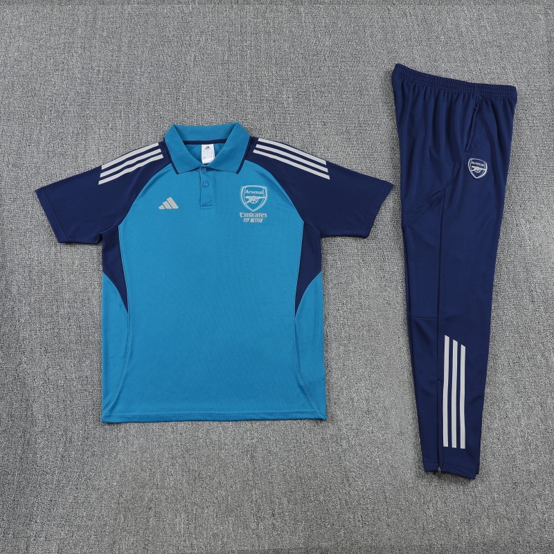 26/27 Arsenal Blue   Polo Training Shirt + Long Pants Tracksuit