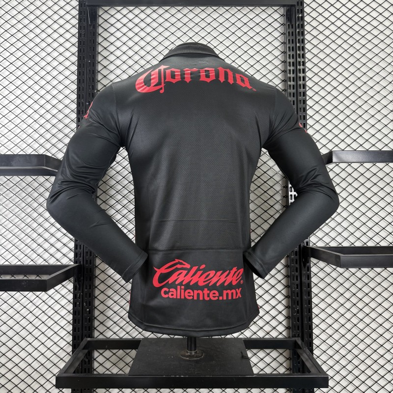 Player Version 25/26 Deportivo Toluca FC Black Goalkeeper Long Sleeve Jersey with Polo Collar