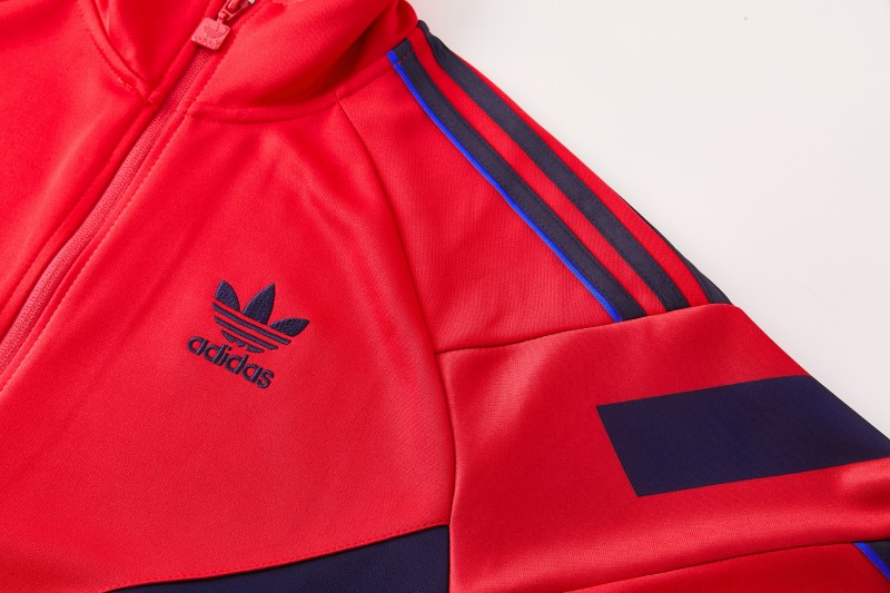 2026/27 Adidas Originals Red  Full Zipper Jacket Tracksuit + Navy Blue Long Pants