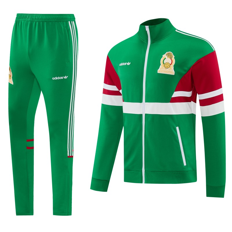 2026/27 Mexico  Green & Red Retro Full Zipper Jacket Tracksuit + Long Pants (Adidas Originals)