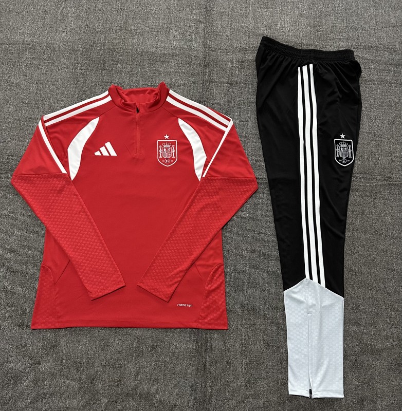 2026 Kids Spain Red Half Zipper Jacket Tracksuit + Long Pants